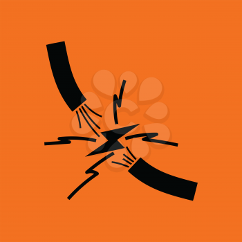 Icon of Wire . Orange background with black. Vector illustration.