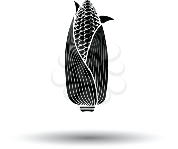 Corn icon. White background with shadow design. Vector illustration.