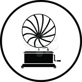 Gramophone icon. Thin circle design. Vector illustration.