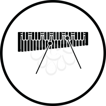 Xylophone icon. Thin circle design. Vector illustration.
