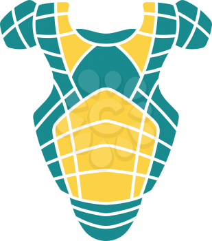 Baseball chest protector icon. Flat color design. Vector illustration.