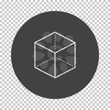 Cube with projection icon. Subtract stencil design on tranparency grid. Vector illustration.