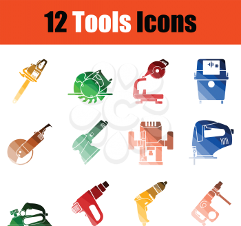 Set of tools icons. Full color design. Vector illustration.