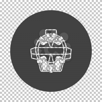 Baseball face protector icon. Subtract stencil design on tranparency grid. Vector illustration.