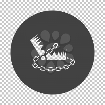 Bear hunting trap  icon. Subtract stencil design on tranparency grid. Vector illustration.