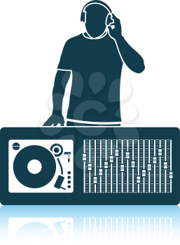 DJ icon. Shadow reflection design. Vector illustration.