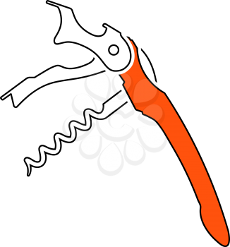 Waiter Corkscrew Icon. Thin Line With Orange Fill Design. Vector Illustration.
