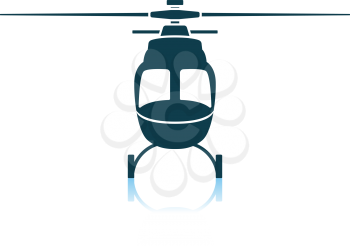 Helicopter Icon Front View. Shadow Reflection Design. Vector Illustration.