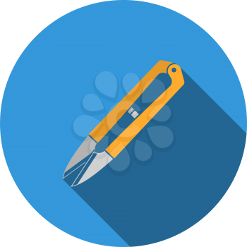 Seam Ripper Icon. Flat Circle Stencil Design With Long Shadow. Vector Illustration.