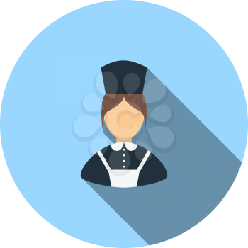 Hotel Maid Icon. Flat Circle Stencil Design With Long Shadow. Vector Illustration.