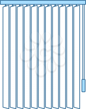 Office Vertical Blinds Icon. Thin Line With Blue Fill Design. Vector Illustration.