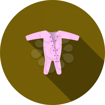 Baby Onesie Icon. Flat Circle Stencil Design With Long Shadow. Vector Illustration.