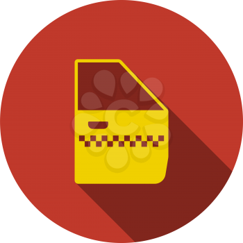 Taxi Side Door Icon. Flat Circle Stencil Design With Long Shadow. Vector Illustration.
