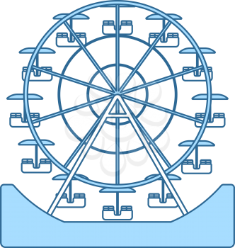 Ferris Wheel Icon. Thin Line With Blue Fill Design. Vector Illustration.