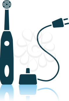 Electric Toothbrush Icon. Shadow Reflection Design. Vector Illustration.