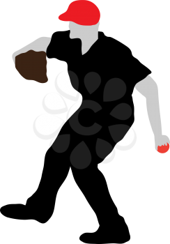 Highly detailed baseball athlete silhouette. Fully editable EPS 10 vector illustration.