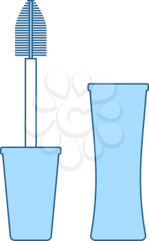 Mascara Icon. Thin Line With Blue Fill Design. Vector Illustration.