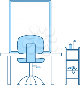 Barbershop Icon. Thin Line With Blue Fill Design. Vector Illustration.