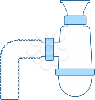 Bathroom Siphon Icon. Thin Line With Blue Fill Design. Vector Illustration.
