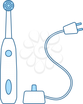 Electric Toothbrush Icon. Thin Line With Blue Fill Design. Vector Illustration.