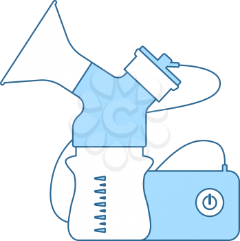 Electric Breast Pump Icon. Thin Line With Blue Fill Design. Vector Illustration.