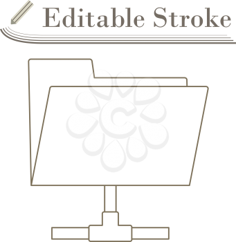 Shared Folder Icon. Editable Stroke Simple Design. Vector Illustration.