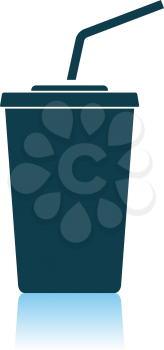 Cinema Soda Drink Icon. Shadow Reflection Design. Vector Illustration.