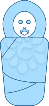 Wrapped Infand Icon. Thin Line With Blue Fill Design. Vector Illustration.