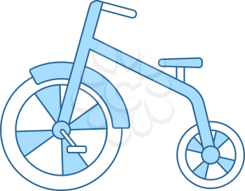 Baby Trike Icon. Thin Line With Blue Fill Design. Vector Illustration.