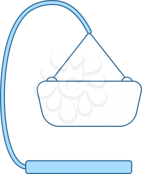 Baby Hanged Cradle Icon. Thin Line With Blue Fill Design. Vector Illustration.