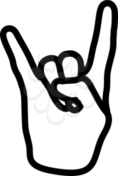 Rock Hand Icon. Bold outline design with editable stroke width. Vector Illustration.