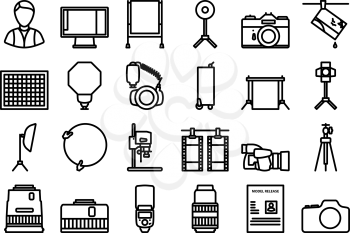 Photography Icon Set. Bold outline design with editable stroke width. Vector Illustration.