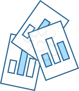 Analytics Sheets Icon. Thin Line With Blue Fill Design. Vector Illustration.