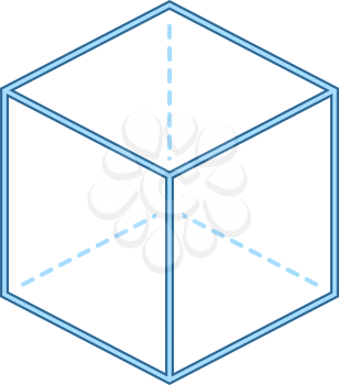 Cube With Projection Icon. Thin Line With Blue Fill Design. Vector Illustration.