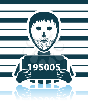 Prisoner In Front Of Wall With Scale Icon. Shadow Reflection Design. Vector Illustration.
