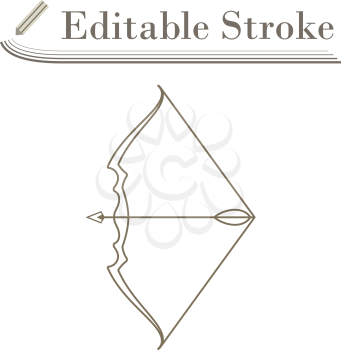 Bow With Arrow Icon. Editable Stroke Simple Design. Vector Illustration.