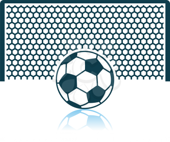 Soccer Gate With Ball On Penalty Point Icon. Shadow Reflection Design. Vector Illustration.
