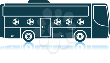 Football Fan Bus Icon. Shadow Reflection Design. Vector Illustration.