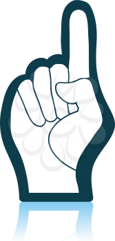 Fan Foam Hand With Number One Gesture Icon. Shadow Reflection Design. Vector Illustration.