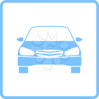 Sedan Car Icon Front View. Blue Frame Design. Vector Illustration.