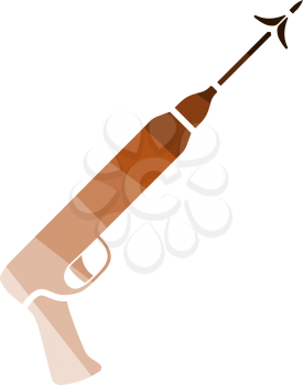Icon Of Fishing Speargun. Flat Color Ladder Design. Vector Illustration.
