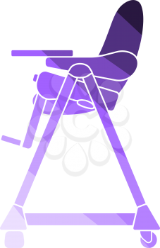 Baby High Chair Icon. Flat Color Ladder Design. Vector Illustration.