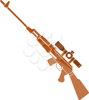 Sniper Rifle Icon. Flat Color Ladder Design. Vector Illustration.