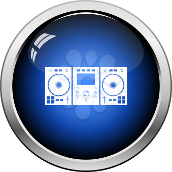 DJ Icon. Glossy Button Design. Vector Illustration.
