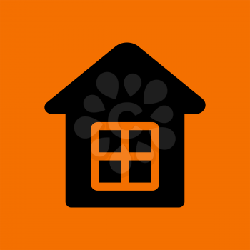 Home Icon. Black on Orange Background. Vector Illustration.