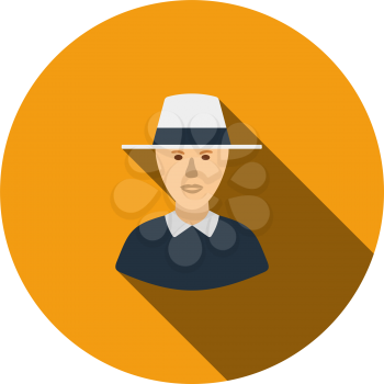 Cricket Umpire Icon. Flat Circle Stencil Design With Long Shadow. Vector Illustration.