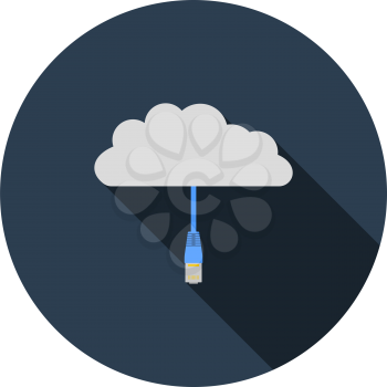 Network Cloud Icon. Flat Circle Stencil Design With Long Shadow. Vector Illustration.