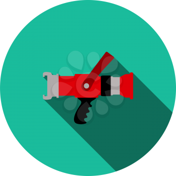 Fire Hose Icon. Flat Circle Stencil Design With Long Shadow. Vector Illustration.