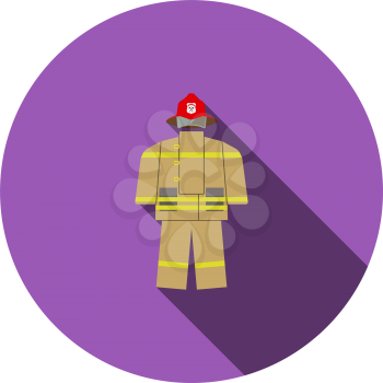 Fire Service Uniform Icon. Flat Circle Stencil Design With Long Shadow. Vector Illustration.