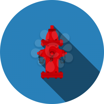 Fire Hydrant Icon. Flat Circle Stencil Design With Long Shadow. Vector Illustration.